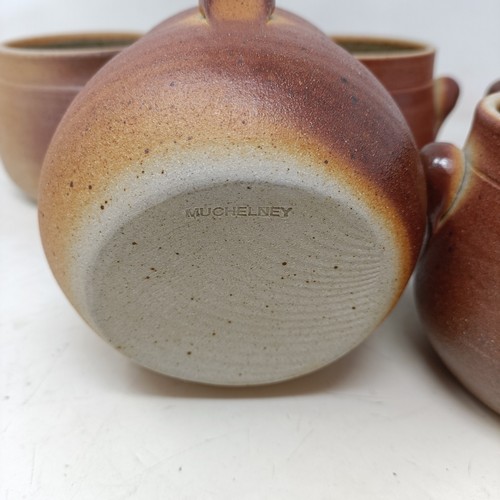 313 - A set of five John Leach, Muchelney, pottery soup bowls, 13 cm diameter (5)