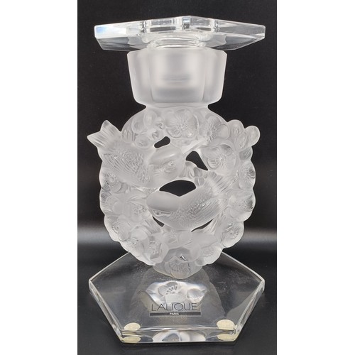 314 - A modern Lalique frosted and clear glass candlestick, 20 cm high