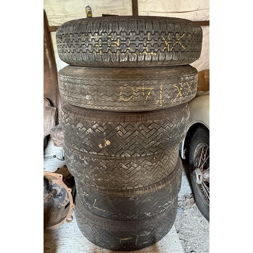 84 - Six wire wheels, probably for a Jaguar XK140 (6)