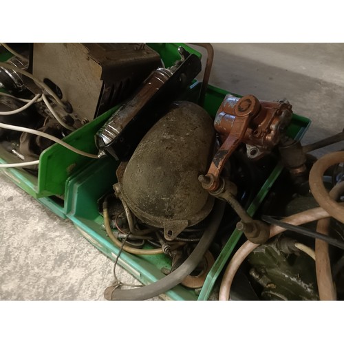 177 - A small compressor, vintage fire extinguishers and other parts (qty)