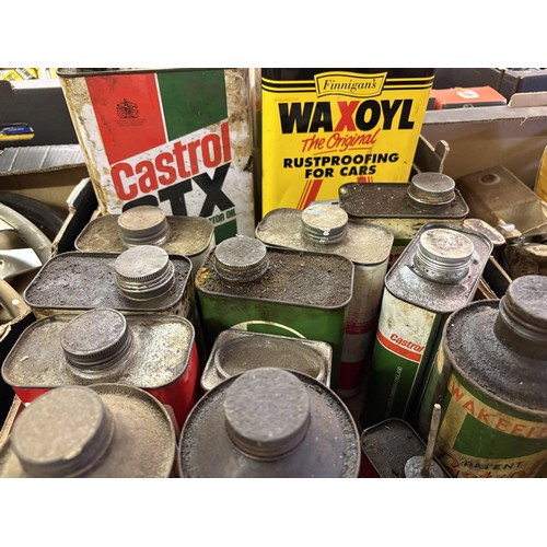 196 - Assorted oil and other cans (box)