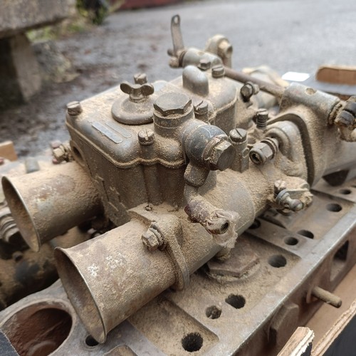 179 - A Derrington-HRD crossflow alloy head to fit a BMC B series 1500/1600/1800, with a pair of twin Webe... 