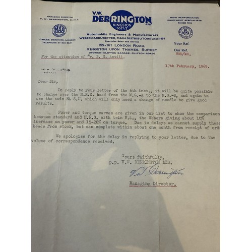 179 - A Derrington-HRD crossflow alloy head to fit a BMC B series 1500/1600/1800, with a pair of twin Webe... 