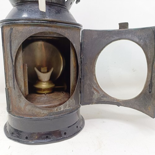 2053 - A GWR guard's lamp, by G Polkey Ltd, Birmingham, 34 cm high, and an SR(E) guard's lamp, 35 cm high (...