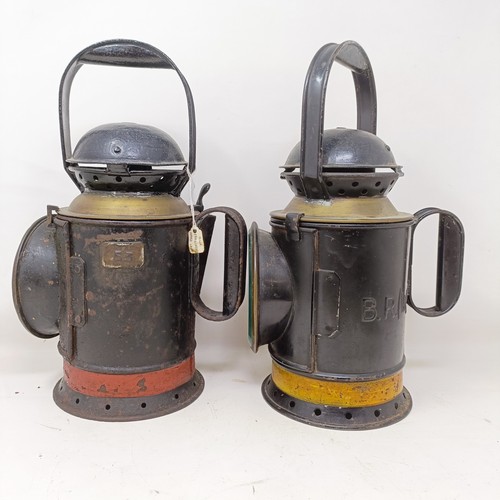 2047 - A BR(W) Paddington type guard's lamp, 32 cm high, and a GWR Paddington type guard's lamp, 33 cm high...