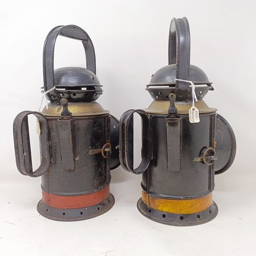 2047 - A BR(W) Paddington type guard's lamp, 32 cm high, and a GWR Paddington type guard's lamp, 33 cm high...