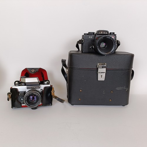 300 - A Leica R5 camera, serial number 1788173, with a Leitz lens, cased and a Exakta RTL 1000 camera, cas... 
