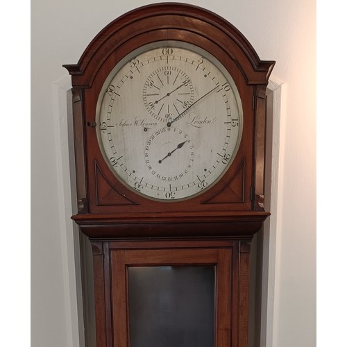 325 - A regulator longcase clock, the 30 cm diameter silvered dial signed John McLennan, London, in a maho... 