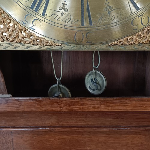 328 - A longcase clock, the brass dial with a subsidiary seconds dial and date aperture, fitted an eight d... 