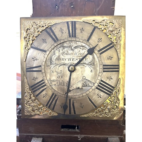 324 - A longcase clock, by James Wood, Dorchester, in an oak case, 196 cm high