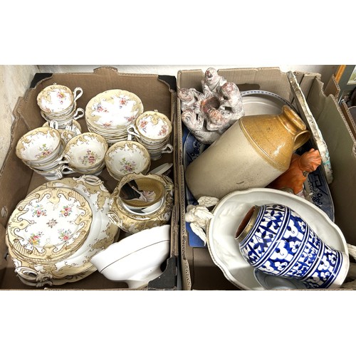 348 - A part dessert service, and assorted other ceramics (2 boxes)