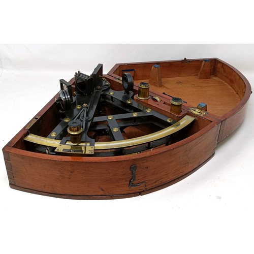 321 - An 8 inch radius double-framed Vernier Sextant, by Gilbert of London, circa 1820, cased