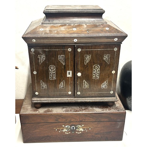 342 - A 19th century rosewood jewellery box, 30 cm wide, a box, and assorted costume jewellery (2)