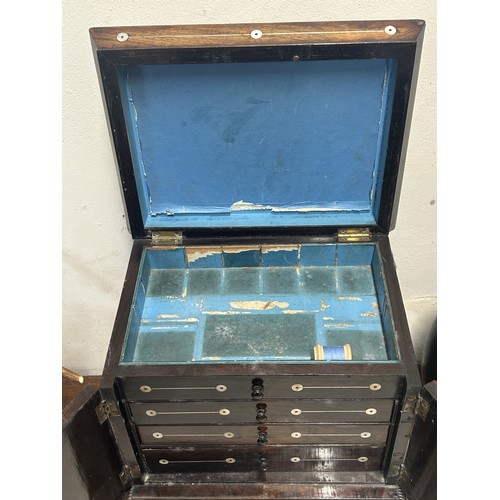 342 - A 19th century rosewood jewellery box, 30 cm wide, a box, and assorted costume jewellery (2)
