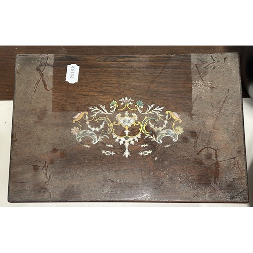 342 - A 19th century rosewood jewellery box, 30 cm wide, a box, and assorted costume jewellery (2)