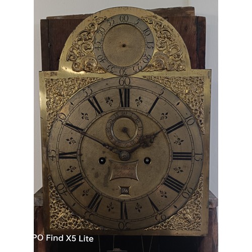 330 - A longcase clock, the brass dial signed Sam Jonnson, with a subsidiary seconds dial and date apertur... 