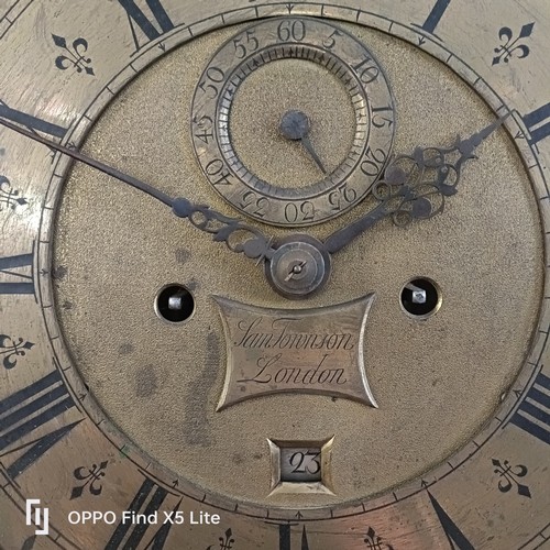 330 - A longcase clock, the brass dial signed Sam Jonnson, with a subsidiary seconds dial and date apertur... 