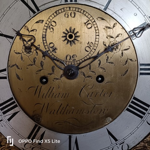 329 - A longcase clock, the brass dial signed William Carter, Walthamstow, having an eight day movement, s... 