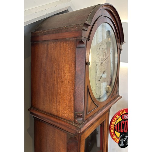 325 - A regulator longcase clock, the 30 cm diameter silvered dial signed John McLennan, London, in a maho... 