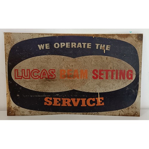 A We Operate The Lucas Beam Setting Service metal sign, 30.5 x 49.5 cm