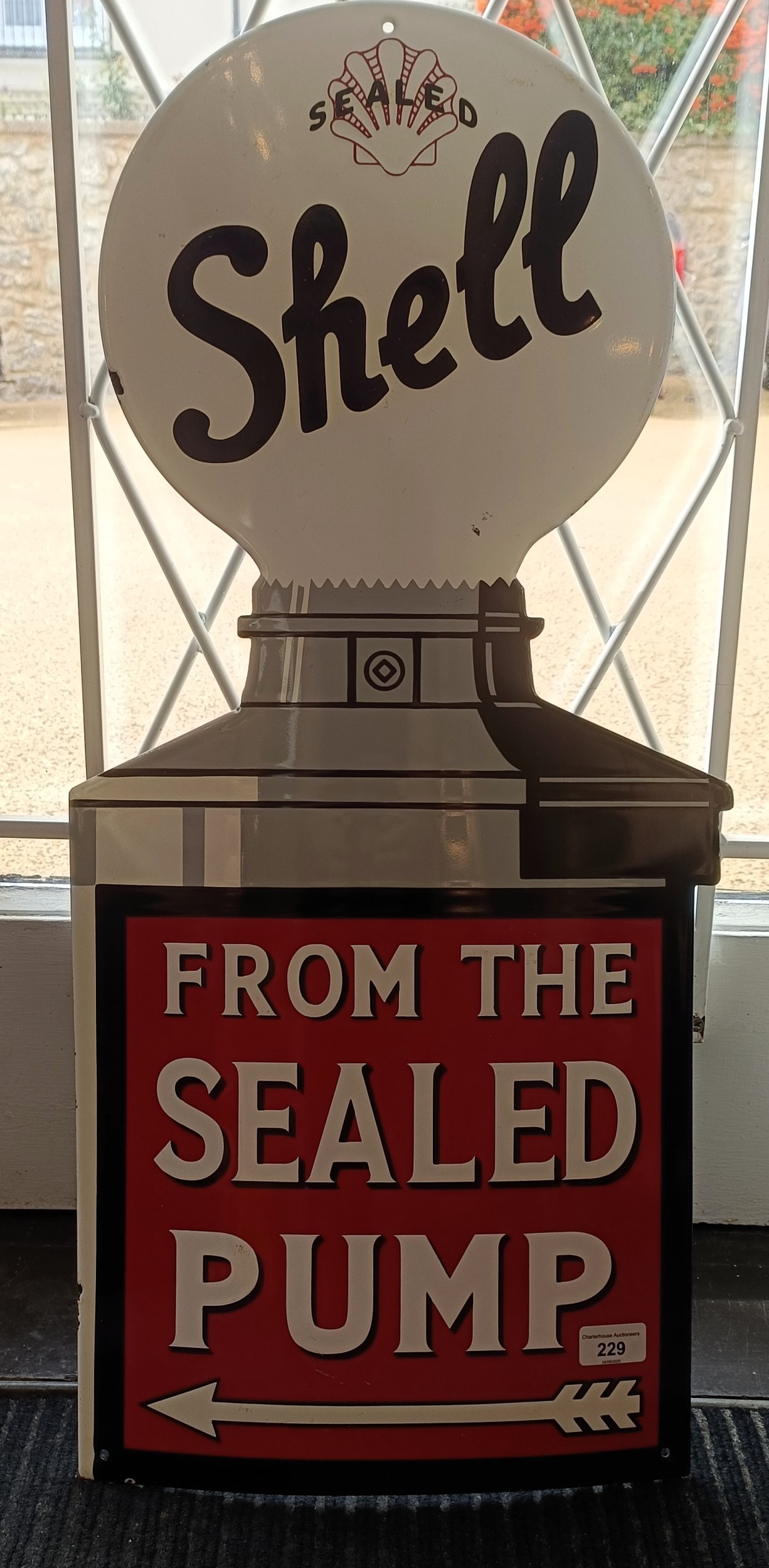 A Shell enamel sign, a reproduction, 78 x 35 cm