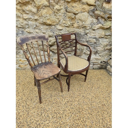 986 - A set of six mahogany bar back dining chairs, two other chairs, and a bergere armchair (9)