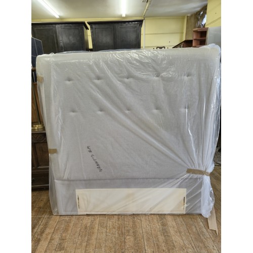 996 - A upholstered double headboard by the White Company and bed base