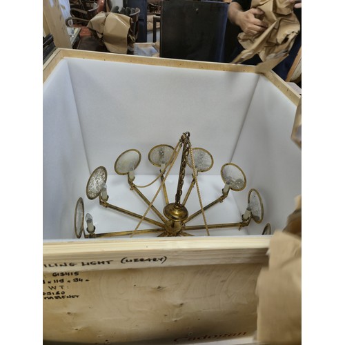 998 - A large gilt metal and mirrored chandelier, with corded supports, 105 cm diameter