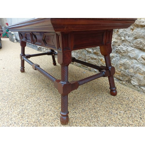 993 - Attributed to George Faulkner Armitage, a mahogany and ebonised library table, with two frieze drawe... 