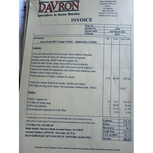 9 - 2001 Aston Martin DB7 Vantage Volante<br />Registration number 131 BHR<br />Chassis number SCFAB3230...