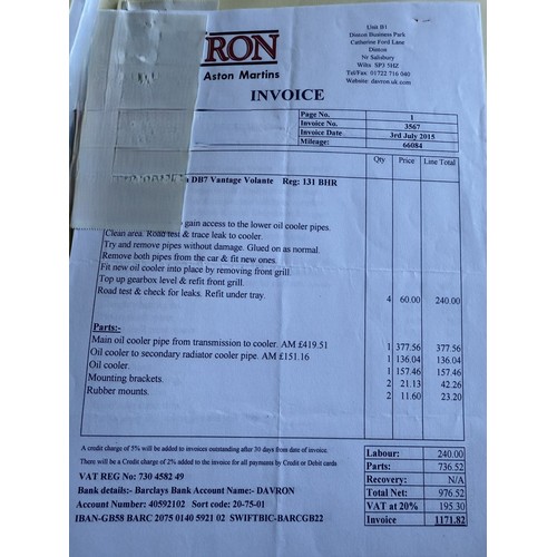 9 - 2001 Aston Martin DB7 Vantage Volante<br />Registration number 131 BHR<br />Chassis number SCFAB3230...