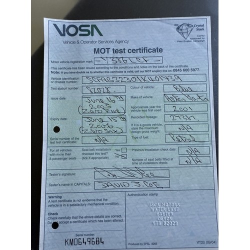 9 - 2001 Aston Martin DB7 Vantage Volante<br />Registration number 131 BHR<br />Chassis number SCFAB3230...