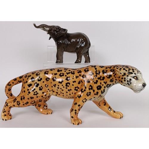 69 - A Beswick Leopard, 1082, and an Elephant, 974, both gloss (2)