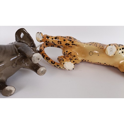69 - A Beswick Leopard, 1082, and an Elephant, 974, both gloss (2)