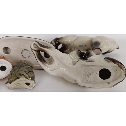 71 - A Beswick Persian Kitten, seated, ginger striped, 1886, a Cat, grey striped, 1031, two Kittens, ging... 