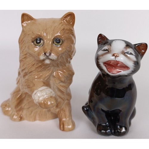 72 - A Royal Doulton cat, Lucky, K12, and a Cat with bandaged paw, ginger, DA195 (2)