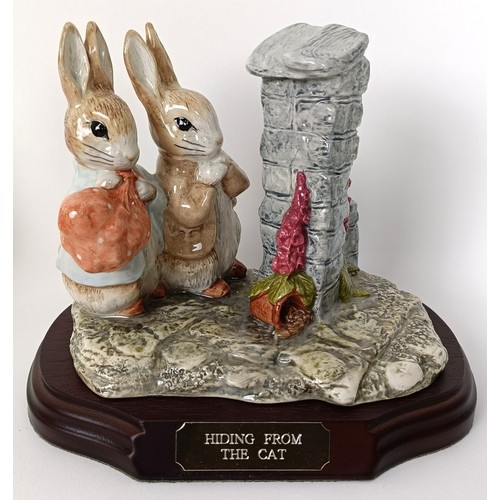 85 - A Beswick Beatrix Potter limited edition tableau, Hiding From The Cat, BP-8c, and ten other figures,... 
