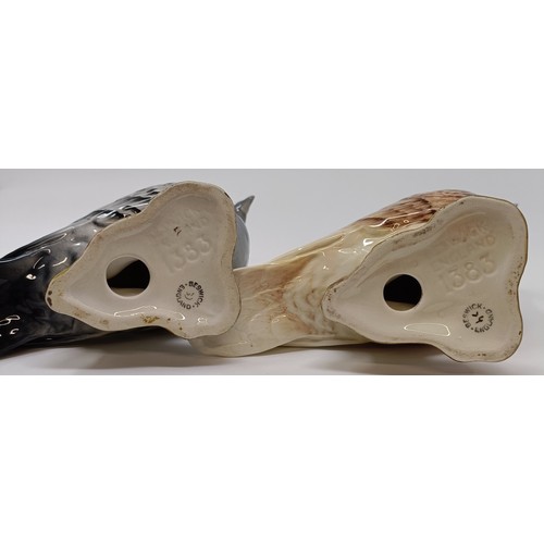 107 - A Beswick Pigeon, 1st version, red, 1383, and another, blue, both gloss (2)