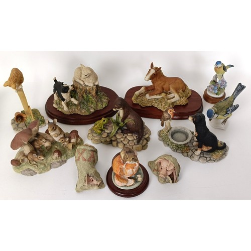 61 - A Border Fine Arts group, Puppy & Robin, EF16, another foal, JH17, seven others, a Royal Adderle... 