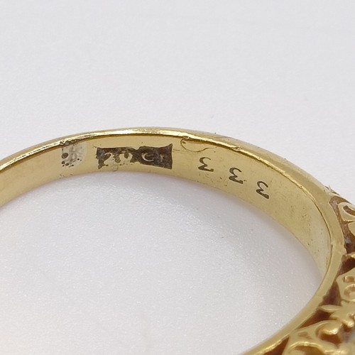 669 - An 18ct gold and five stone opal ring, one opal missing, ring size N