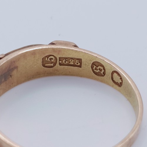 672 - A Victorian 15ct gold and seed pearl ring, ring size L