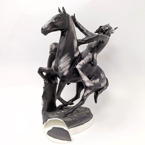 241 - A Beswick group of a Native American warrior on a rearing horse, matt, 24 cm high
