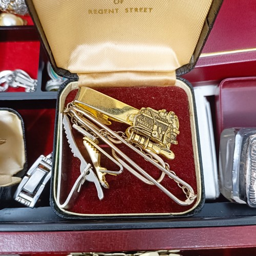 712 - A ladies gold plated Elgin fob watch, and assorted costume jewellery (box)