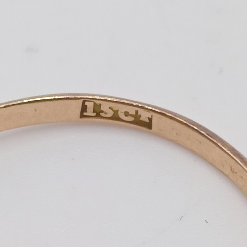 665 - A 15ct gold and turquoise ring, ring size Q, and a 15ct turquoise and cultured pearl ring, ring size... 