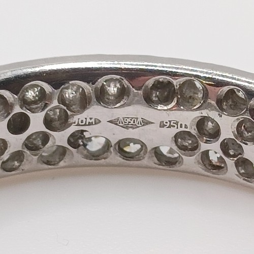 674 - A platinum and pave set diamond wedding band, ring size J