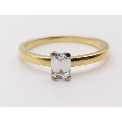 675 - An 18ct gold and diamond solitaire ring, ring size R, diamond weight 0.56ct approx., sold with a pho... 