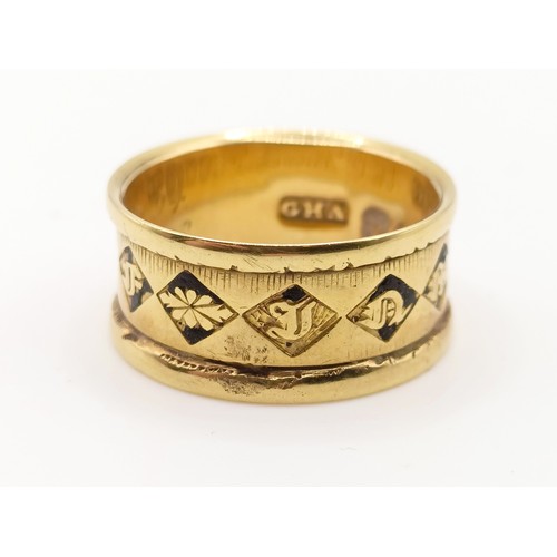 701 - An 18ct gold mourning ring, inscribed Mrs Ann Dow 5 Jan 1837, 6 g, ring size NNote: Also please see ... 