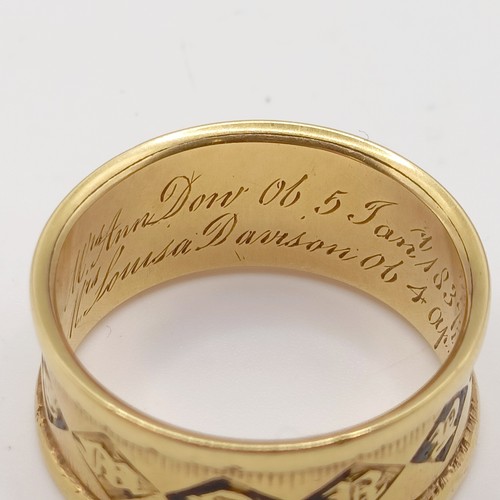 701 - An 18ct gold mourning ring, inscribed Mrs Ann Dow 5 Jan 1837, 6 g, ring size NNote: Also please see ... 