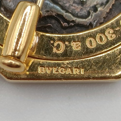 690 - A Bulgari 'Monete' brooch, set a Greek Lucania-Velia (330-300) silver coin, one side with Athena and... 