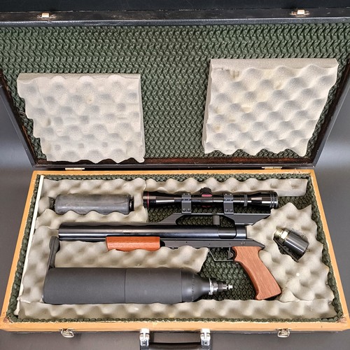 A Gun Power Stealth air pistol, 000372, with accessories, in a homemade ...
